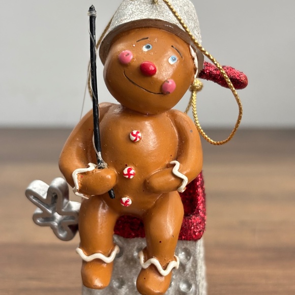 Kurt S Adler GINGERBREAD Man Christmas Ornament Kitchen Cheese Grater Fishing 4" - Picture 7 of 8